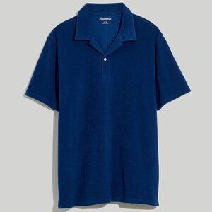 Madewell Men's Size S Navy Blue Terry Cloth Cotton Short Sleeve Polo Shirt NWT